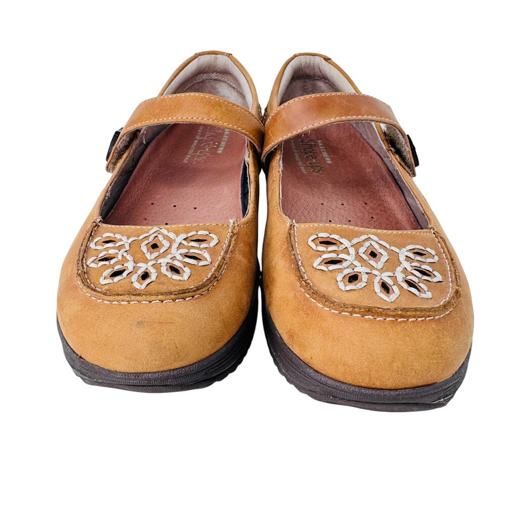 Skechers Shape ups Mary Janes Shoes Womens US 7.5 Brown Leather Wedge SN24883 - Picture 4 of 11